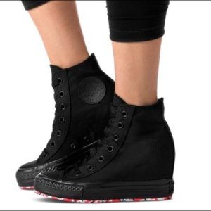 SOLD *RARE* Black High Top Converse Wedge